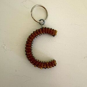 Seed bead keychain, letter C
